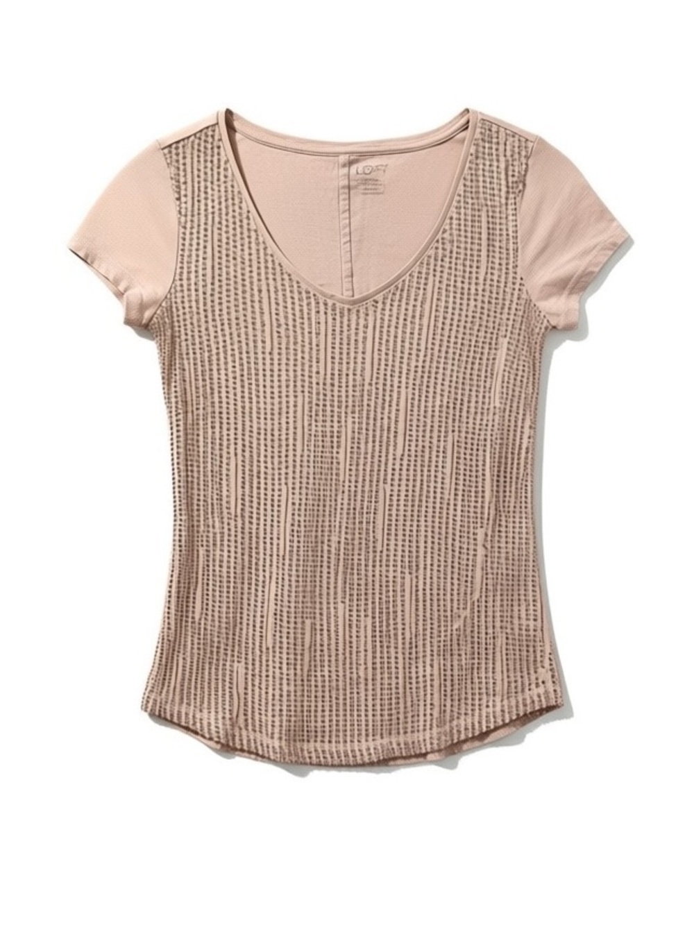 LOFT Sequin Front Short Sleeve Top Pale Pink – XXS